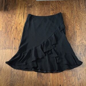 Chaps Elegant Sheer Lined Black Polka Dot Skirt